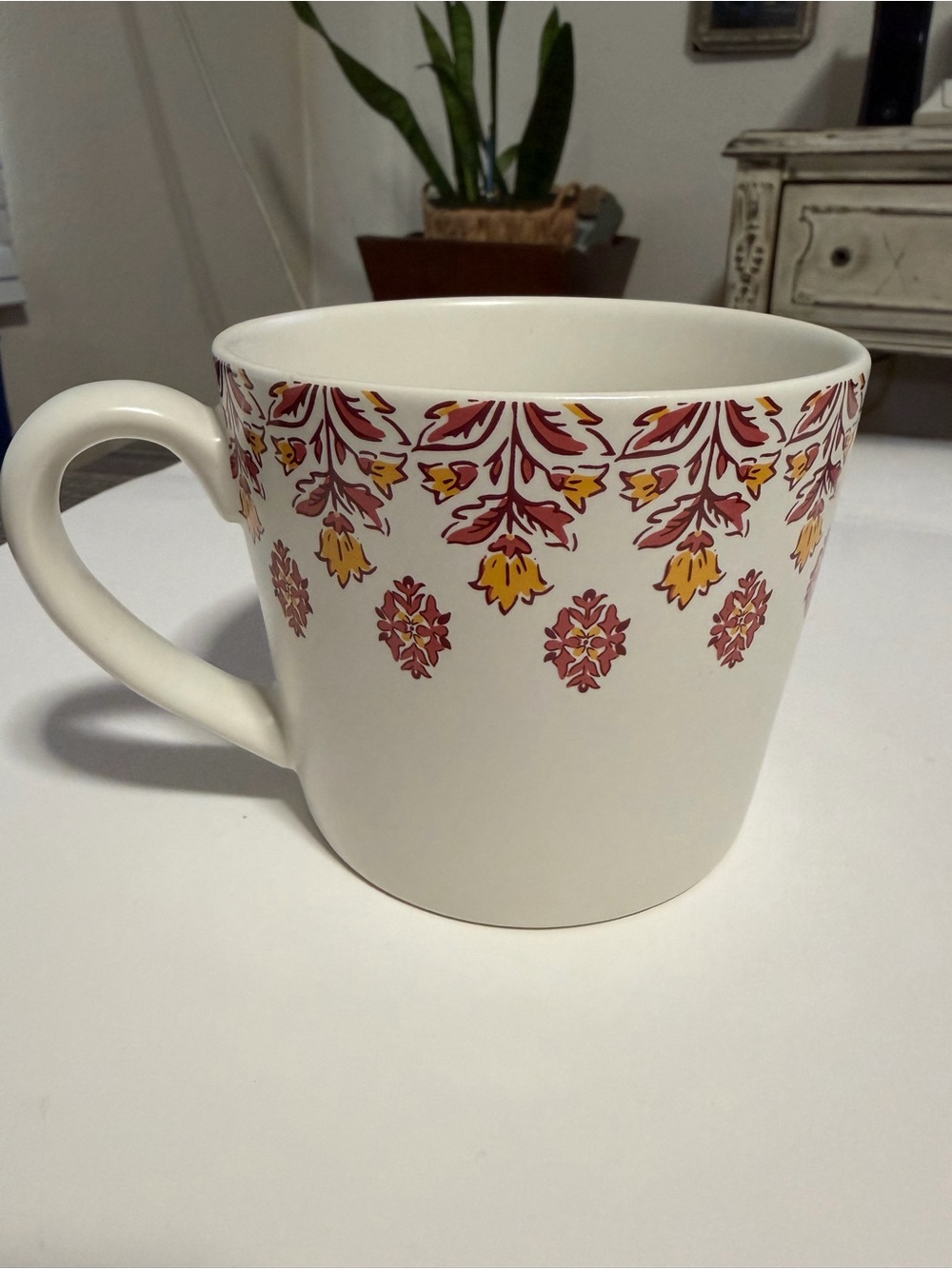 Distant Lands White/Pink Stoneware Coffee Mug